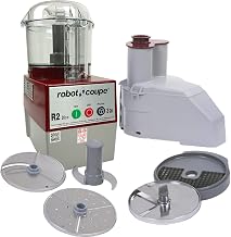 Robot Coupe R2CLRDICE, Combination Food Processor with 3 Quart Clear Polycarbonate Bowl, 4 Stainless Discs, Pulse Control, 120v, 1725 RPM, Vegetable Chopper, Gray/Red, Commercial Kitchen Use