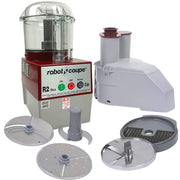 R2CLRDICE, Combination Food Processor with 3 Quart Clear Polycarbonate Bowl, 4 Stainless Discs, Pulse Control, 120v, 1725 RPM, Vegetable Chopper, Gray/Red, Commercial Kitchen Use