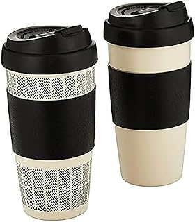 Copco 5237160 Reusable, Insulated Double Wall Travel Mugs 16-ounce White/Black , 2 Count ( Pack of 1)