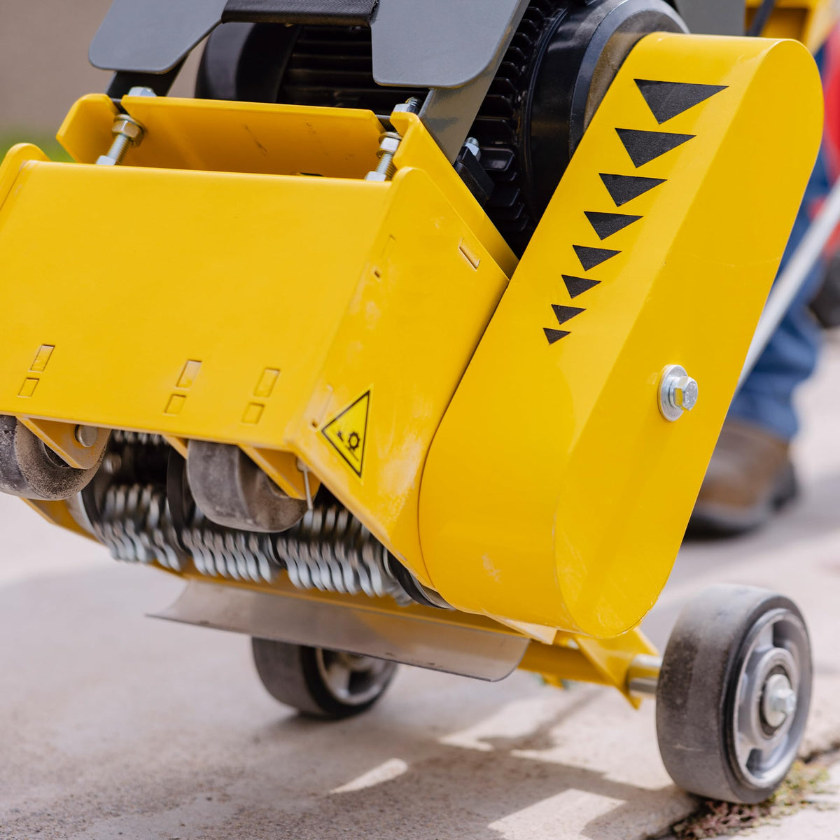 Electric 8” Concrete Scarifier Planer Grinder for Sidewalk Trip Hazard Repair by Tomahawk Power – Yellow, Model eTSCAR8 + eTSCAR6TCC
