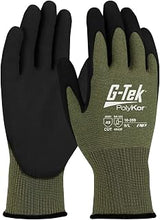 G-Tek PolyKor X7 Seamless Knit PolyKor X7 Blended Glove with NeoFoam Coated MicroSurface Grip on Palm & Fingers Touchscreen Compatible 16-399 Green M (Pack of 12)
