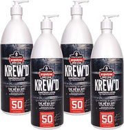 Ergodyne KREW'D 6355 Sunscreen Lotion, Broad Spectrum SPF 50, Water Resistant, 32 oz, 4-Pack , White