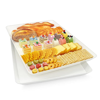 AMGBZT Serving Platter Set, 22 x 15 x 1.6 Inch, 2 Pack, White