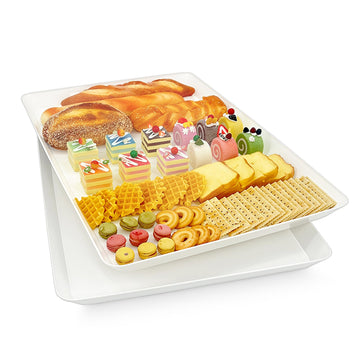 AMGBZT Serving Platter Set, 22 x 15 x 1.6 Inch, 2 Pack, White