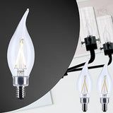 Satco 5.5W CA10 LED Light Bulb 5000K Natural Light 500 Lumens Clear Flame Tip 300 Degree Beam E12 Candelabra Base 92 CRI Dimmable Wet Rated IP65 Enclosed Fixture Rated 120V S12509 (2 Pack)