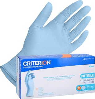 Henry Schein Criterion Nitrile Gloves, Medium, Ice Blue, Latex Free, 300 Ct