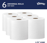 50606 Kleenex Hard Roll Paper Towels – 6 Rolls (600 Sheets each), Paper, White, Pack of 6, Model KCC50606