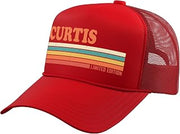 Curtis Retro Personalized First Name Vintage Stripes Trucker Hat with Adjustable Mesh Back