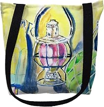 Betsydrake TY062S 13 x 13 in. Lantern & Bowies Tote Bag - Small Black