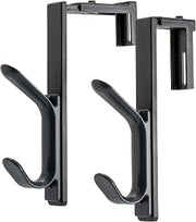 Officemate Cubicle Panel Coat Hooks, Adjustable Double Hook for Office Partitions, Fits 1.25"–3.5" Panels, Charcoal, 2 Pack (22009)