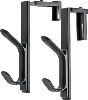 Officemate Cubicle Panel Coat Hooks, Adjustable Double Hook for Office Partitions, Fits 1.25"–3.5" Panels, Charcoal, 2 Pack (22009)