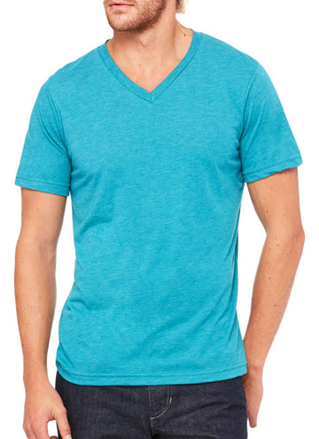 Canvas C3415 Unisex Triblend Short-Sleeve V-Neck Tee - Teal TriBlend44; Large by Bella + Canvas – Rayon, Teal Triblend