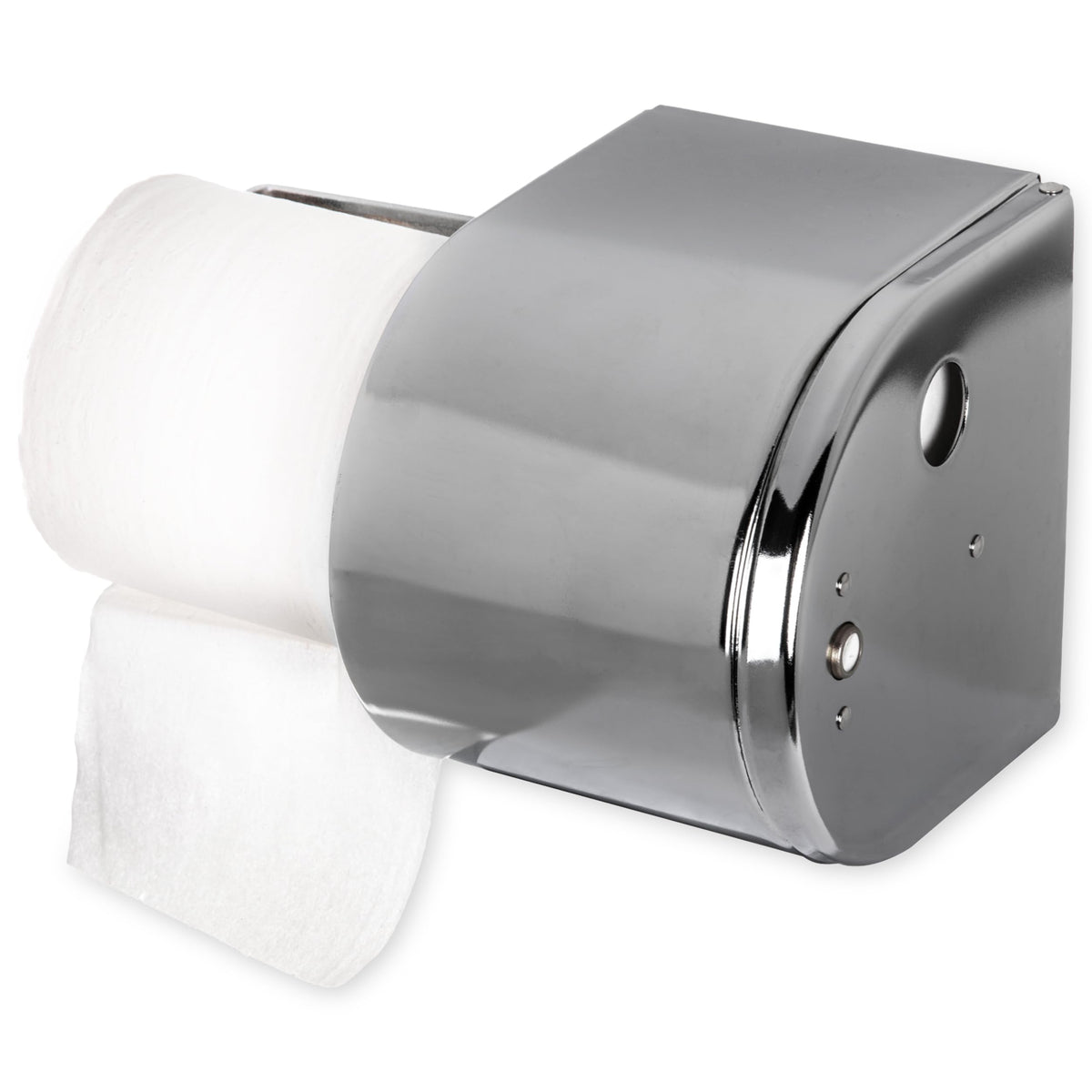 Chrome Covered Reserve Roll Tissue Dispenser by San Jamar – 2 Roll Capacity, Stainless Steel, Chrome, Model R1500XC