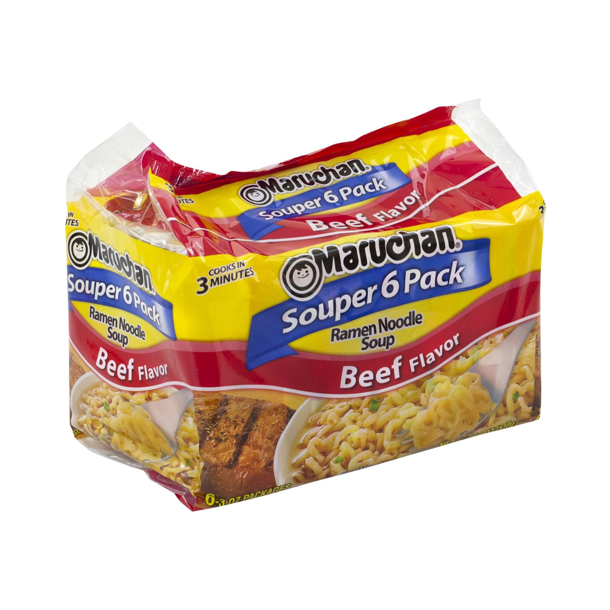 Ramen Noodle Soup Beef Flavor 6 pack/ 18 oz. package -- 4 per case by Maruchan – Pack of 4