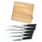 Premium Grade Super Steel 6-Piece Knife Set with Magnetic Rubberwood Stand by Mercer Culinary – Various, Stainless Steel, 6-Piece w/Magnetic Rubberwood Stand, Model M21995