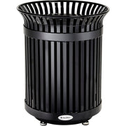 Global Industrial Outdoor Heavy-Duty Slatted Steel Trash Can – 36 Gallon, 34" H, Black