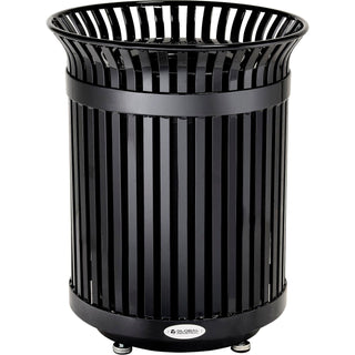 Global Industrial Outdoor Heavy-Duty Slatted Steel Trash Can – 36 Gallon, 34" H, Black