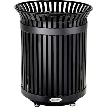 Global Industrial Outdoor Heavy-Duty Slatted Steel Trash Can – 36 Gallon, 34" H, Black