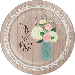 Creative Converting 8 Count Sturdy Style Paper Dessert Plates, 7", Rustic Wedding