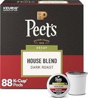 Peet's Coffee Coffee Pods, Dark Roast, Decaf House Blend, 88 K Cups