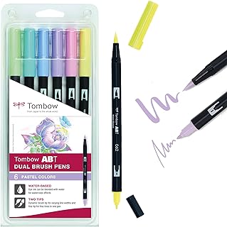Tombow ABT Dual Brush Pen - Pastel Colours (Pack of 6)