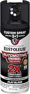 Rust-Oleum 2X Automotive Enamel 5-in-1 Spray Paint, Flat Black | Fast Dry, Adjustable Custom Spray Dial, Multi Surface (Metal, Wood, Plastic and More), Any Angle, Ultimate Coverage