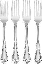 Oneida True Rose Dinner Forks,silver set of 4 | mirror finish, dishwasher safe | cutlery set for kitchen and dining, utensil set, heavy duty, kitchen essentials