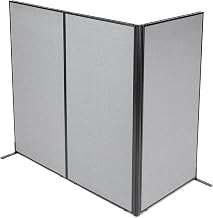 Global Industrial 36-1/4"W x 72" H Freestanding 3-Panel Corner Room Divider, Gray