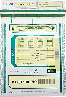 ControlTek SafeLok Tamper-Evident Deposit Bags, Clear, 9" x 12", 100 Bags