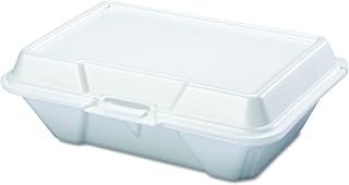 Genpak 20500 Foam Carryout Containers, 9 1/5 x 6 1/2 x 3, White, Bag of 100 (Case of 2)