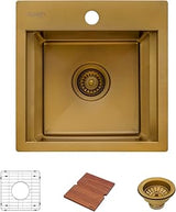 Ruvati 15 inch Matte Gold Stainless Steel Workstation Wet Bar RV Camper Van Sink Drop-in Topmount - RVH8215GG