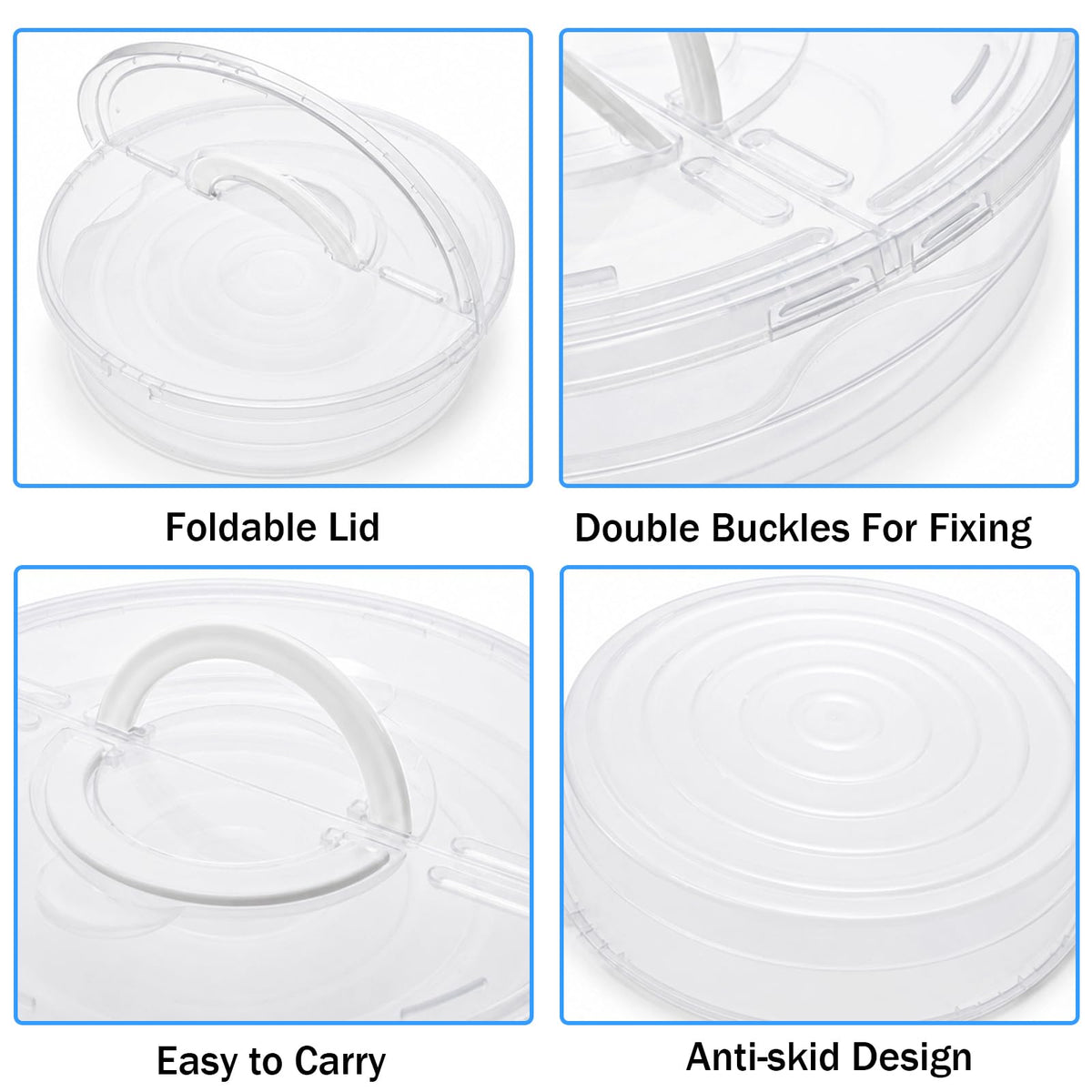 Lawei Pie Carrier Set, 12 Inch with Lid and Handle, Clear 3 Pack