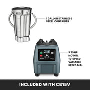 Waring Variable Speed w/Control Dial / Stainless Steel Jar CB15V / 1-Gallon Countertop Blenders
