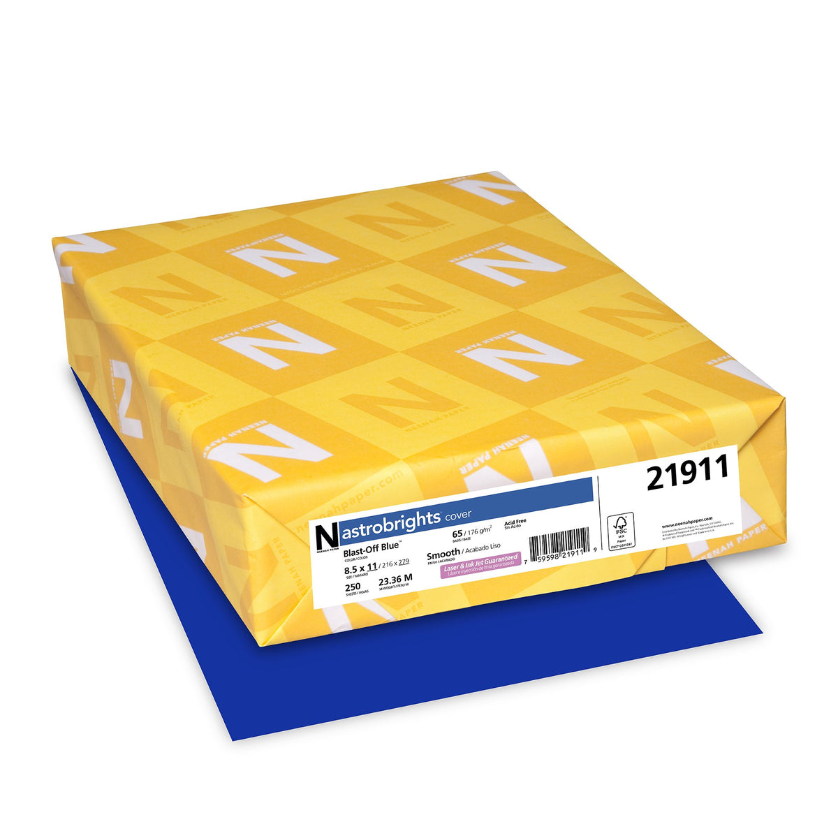 Neenah Laser by Astrobrights – 65lb Colored Cardstock, Paper, Blast-Off Blue, Model 21911