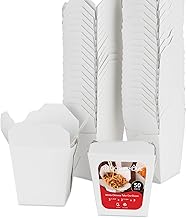 Paper Take Out Food Containers 16 Oz Microwaveable White Chinese Takeout Boxes (50 Pack) - Eco Friendly Disposable Leak and Grease Resistant Travel To Go Food Containers for