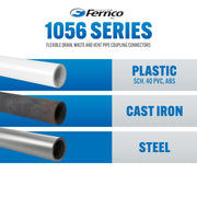 4 In. x 4 In. Plastic to Plastic PVC Coupling - 1 Each by Fernco – 4 Inch, Polyvinyl Chloride, Black, Model P1056-44