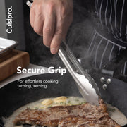 9.5-Inch Stainless Steel Locking Tongs by Cuisipro – 9.5-Inch, Stainless Steel, Silver, Model 1330