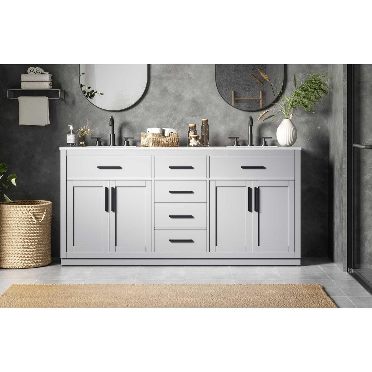 Alden Bathroom Vanity Grey by Lighting Design – Wood, Grey, Model VF29772DGR