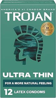 TROJAN Ultra Thin Latex Lubricated Condoms for Men, 12 Count
