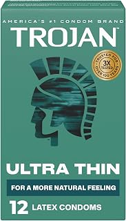TROJAN Ultra Thin Latex Lubricated Condoms for Men, 12 Count