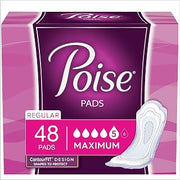 Poise Incontinence Pads, Maximum Absorbency, Regular Length, 48 Count (Pack of 4)