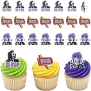 DecoPac Beetlejuice Rings, Halloween Cupcake Decorations Featuring Beetlejuice & Lydia, Cupcake Toppers For Cakes, Cupcakes, Treats - 24 Pack
