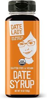 Date Syrup, Organic Sugar Substitute, 18 oz Squeeze Bottle – Date Lady | Made From 100% Organic Dates; Vegan, Gluten Free and Kosher; Use in Coffee, Roasted Veggies, Oatmeal and Smoothies
