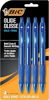 BIC Glide Bold Blue Ballpoint Pens, Bold Point, 1.6mm, 4-Count Pack