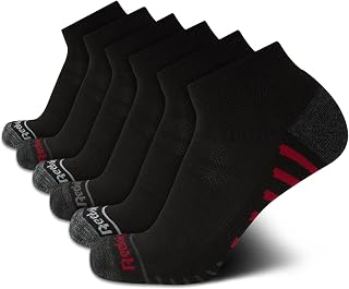 Reebok Mens Quarter Socks Arch Support Performance Cushioned Socks, 6 Pack