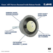Narrow Recessed Inside Release Handle (10489A00600) by Kason – 10489A00600, Plastic, Gray