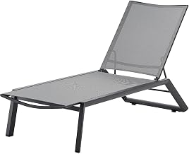Global Industrial Outdoor Sling Chaise Lounge Chair, Gray, Lot of 4