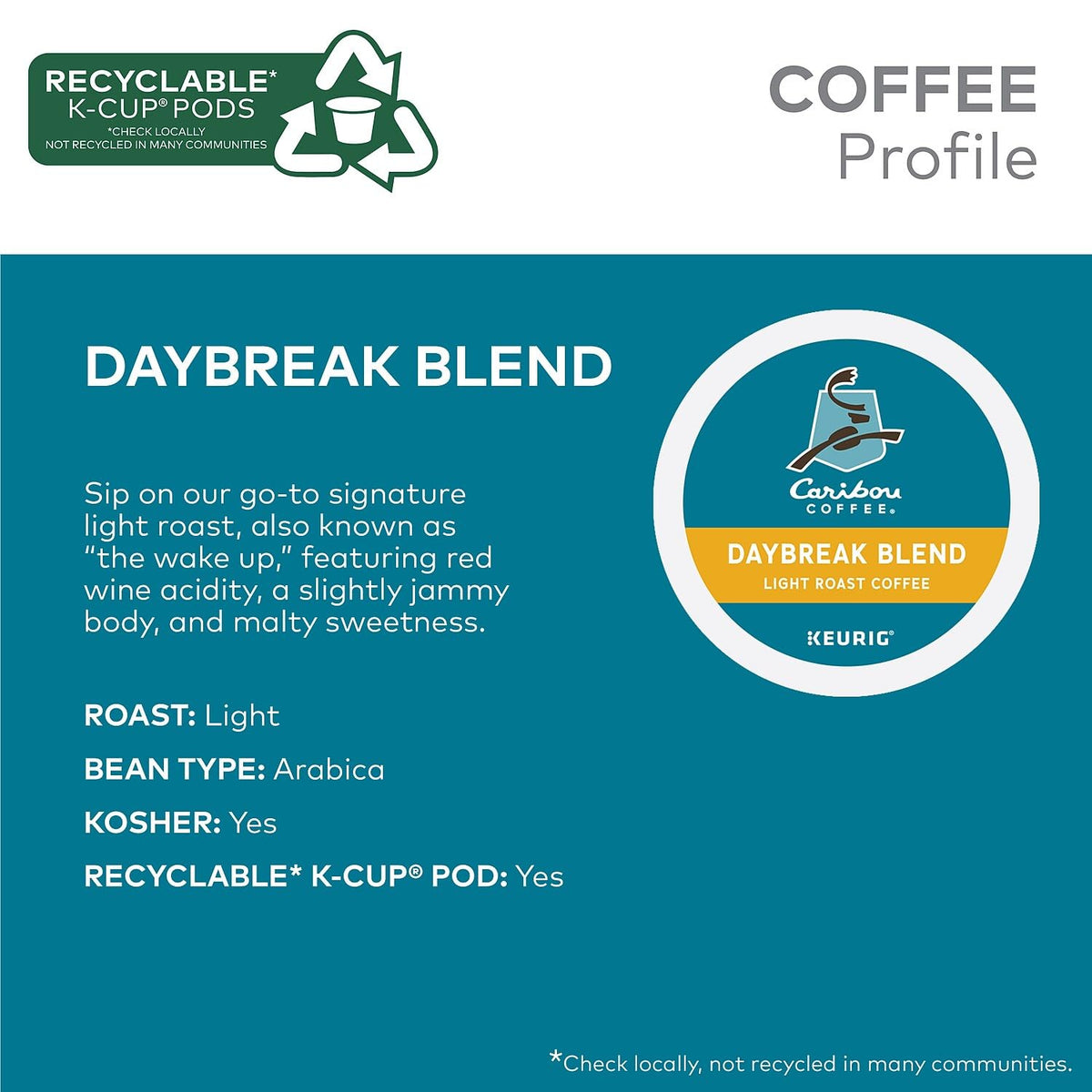 Daybreak Morning Blend by Caribou Coffee – 24 Count (Pack of 4), coffee, Pack of 4, Model 6602