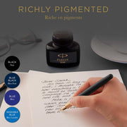 Quink Ink Bottle by Parker – 1.9 fl oz, Glass, Black Ink, Model 1950375