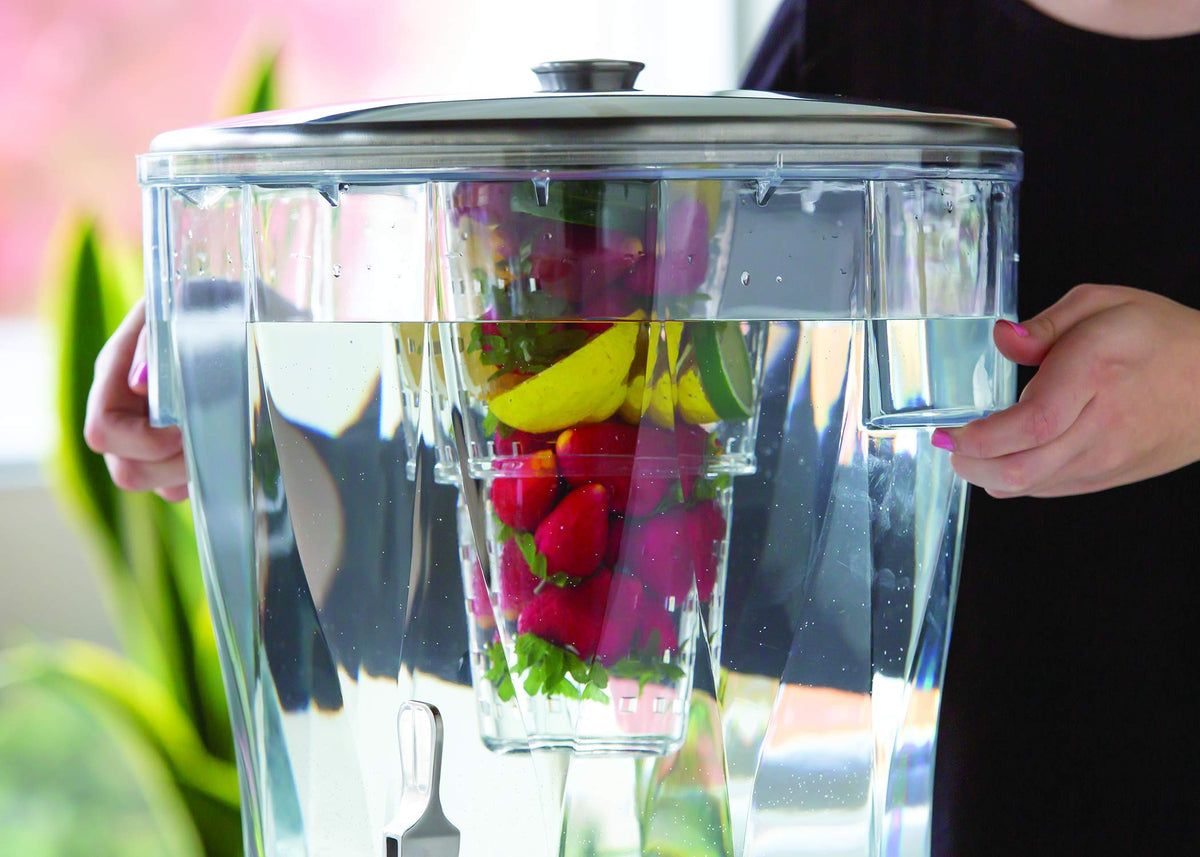 Service Ideas 5 Gallon / Brushed / Round Iced Beverage Dispensers